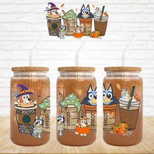 16oz UV DTF Wrap - Halloween B Dog Coffee Cups
