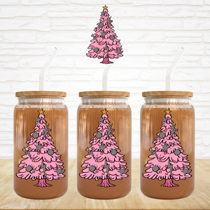 UV DTF Decal - Hot Pink Tree Check Ornaments