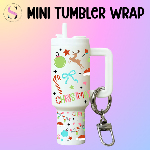 Mini Tumbler Top & Bottom Decal - Bright Christmas Deer Lights