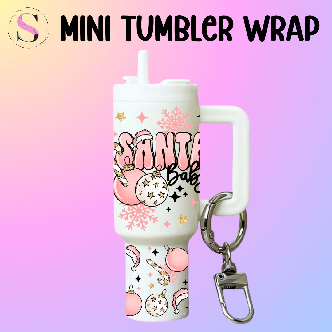 Mini Tumbler Top & Bottom Decal - Santa Baby
