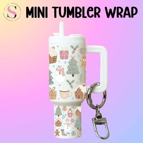 Mini Tumbler Top & Bottom Decal - Pastel Snowman Winter Things