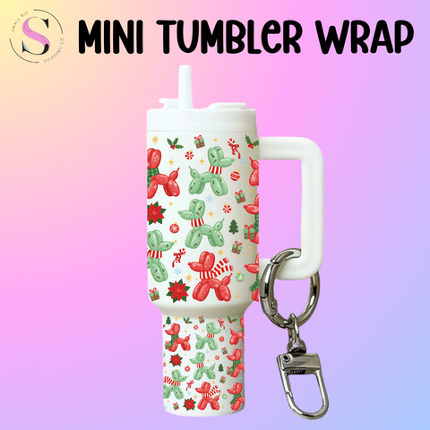 Mini Tumbler Top & Bottom Decal - Christmas Balloon Dogs