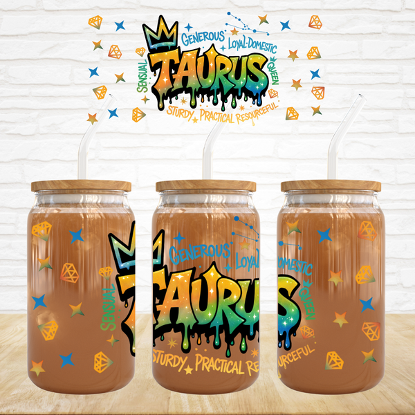 16oz UV DTF Wrap - Graffiti Zodiac Signs (You Pick The Month)