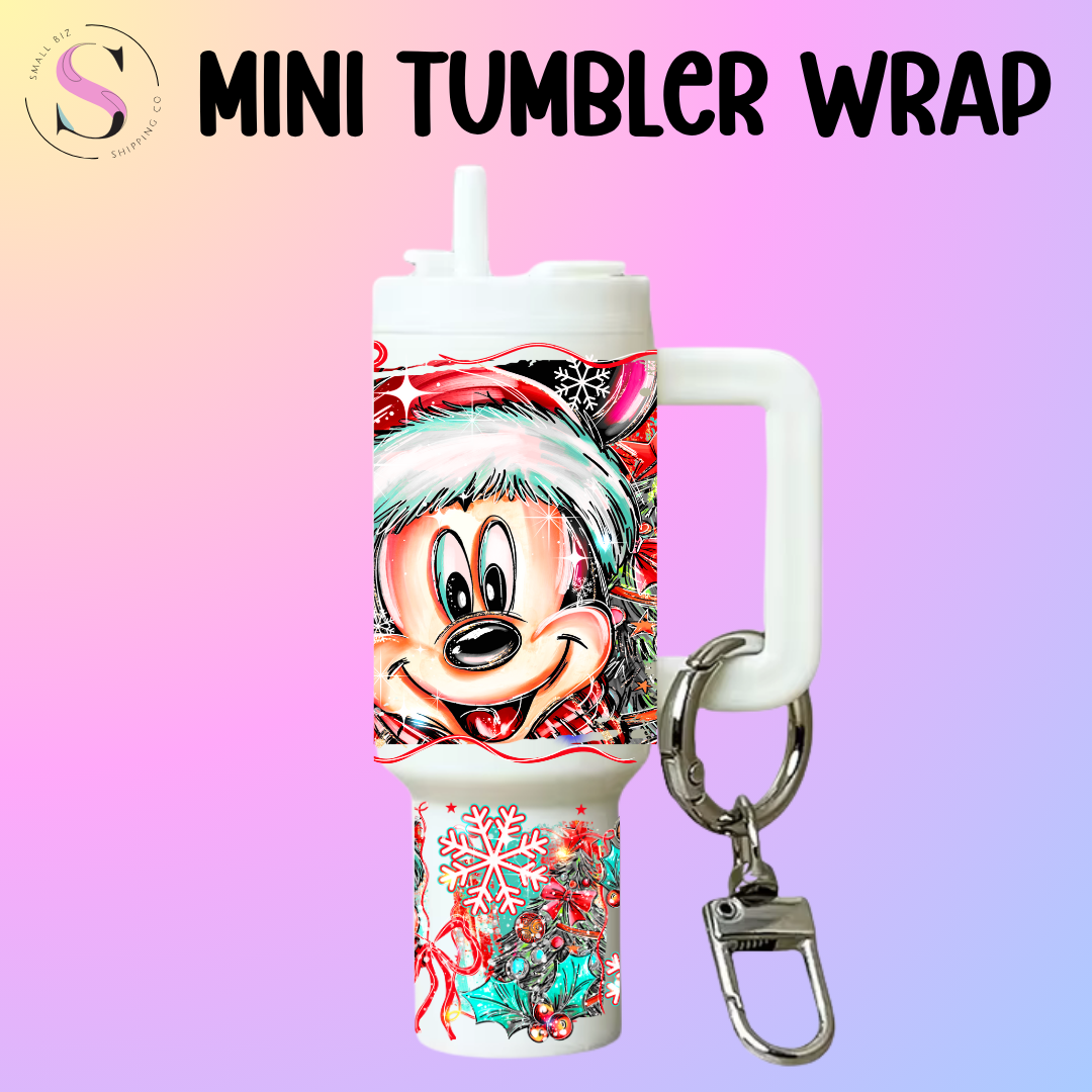 Mini Tumbler Top & Bottom Decal - Christmas Mouse Boy