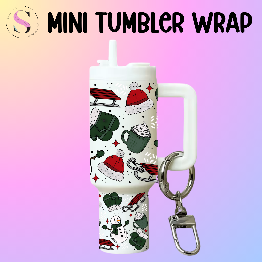 Mini Tumbler Top & Bottom Decal - Sleds & Mittens