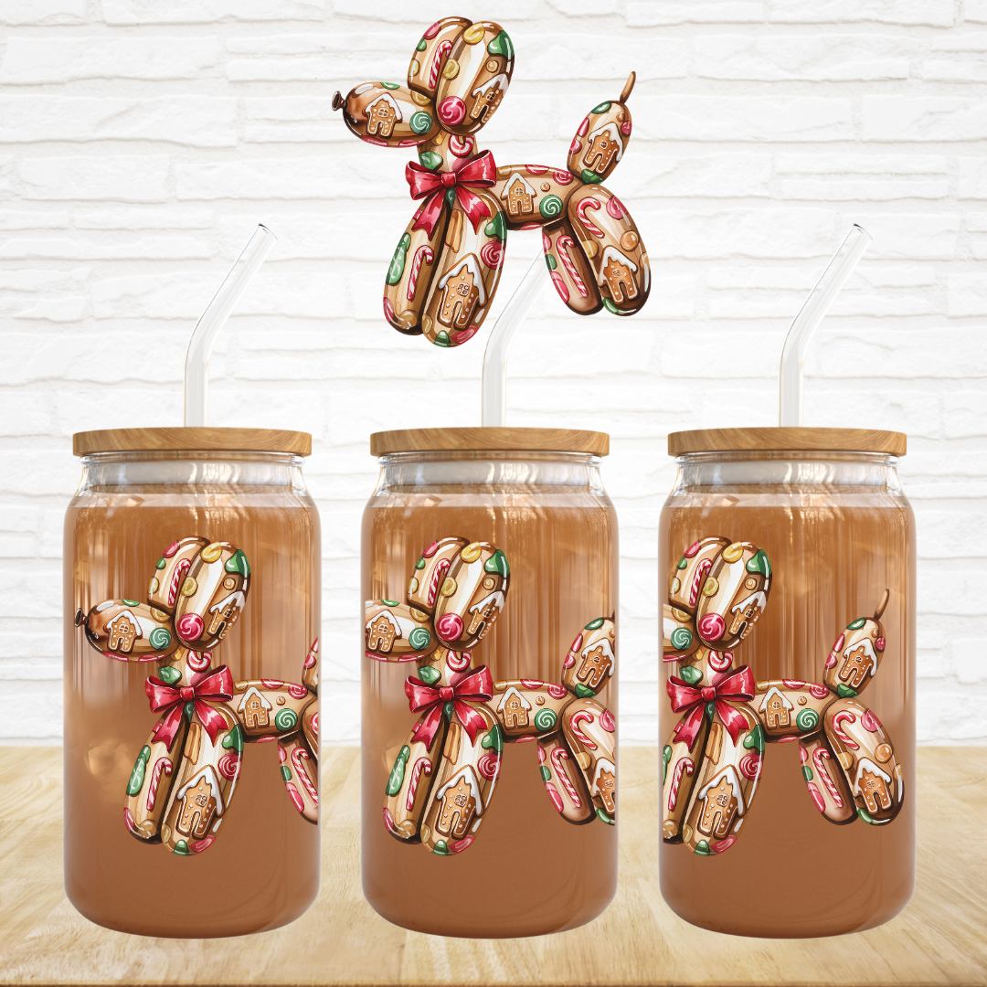 UV DTF Decal - Gingerbread House Balloon Dog