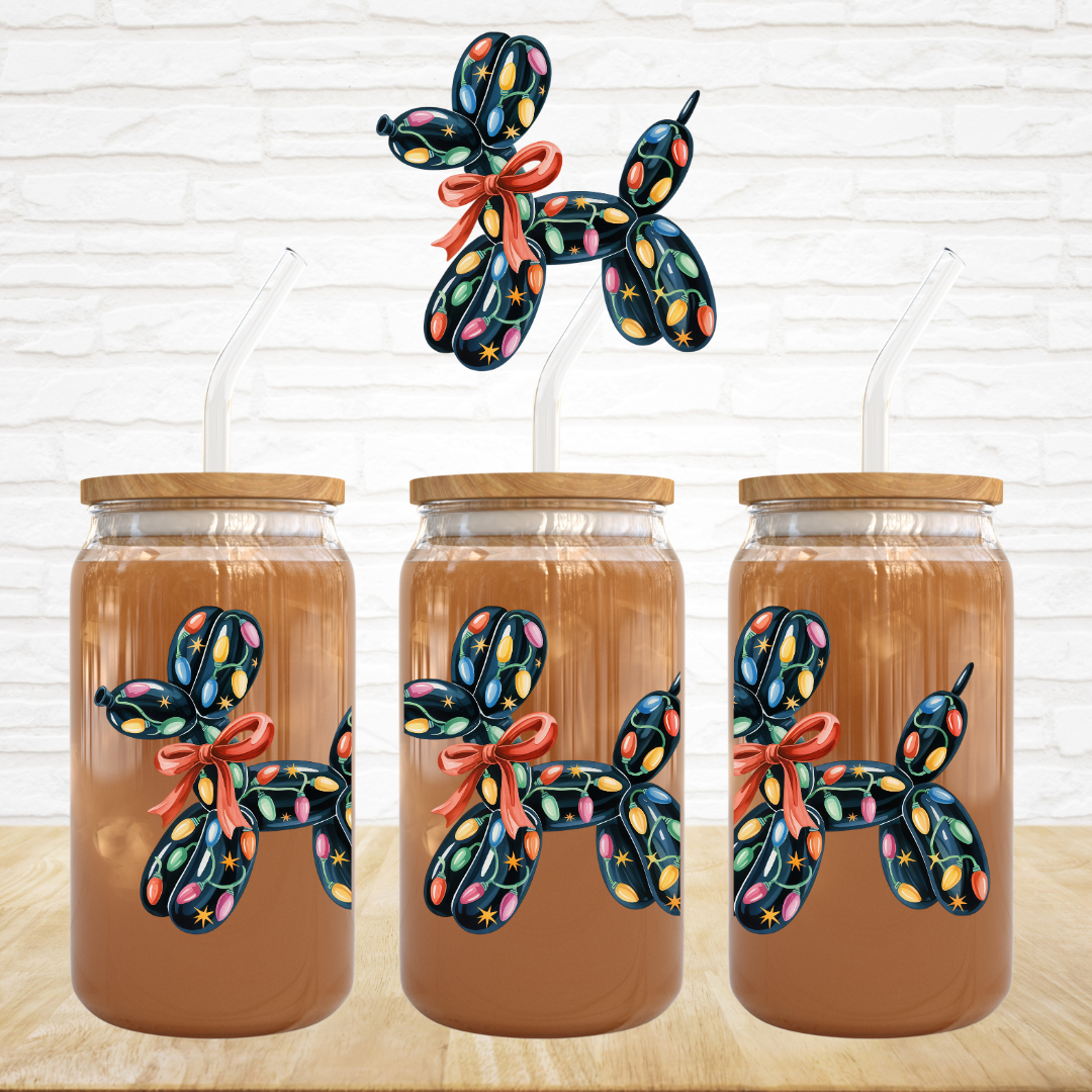 UV DTF Decal - Bright Lights Black Balloon Dog