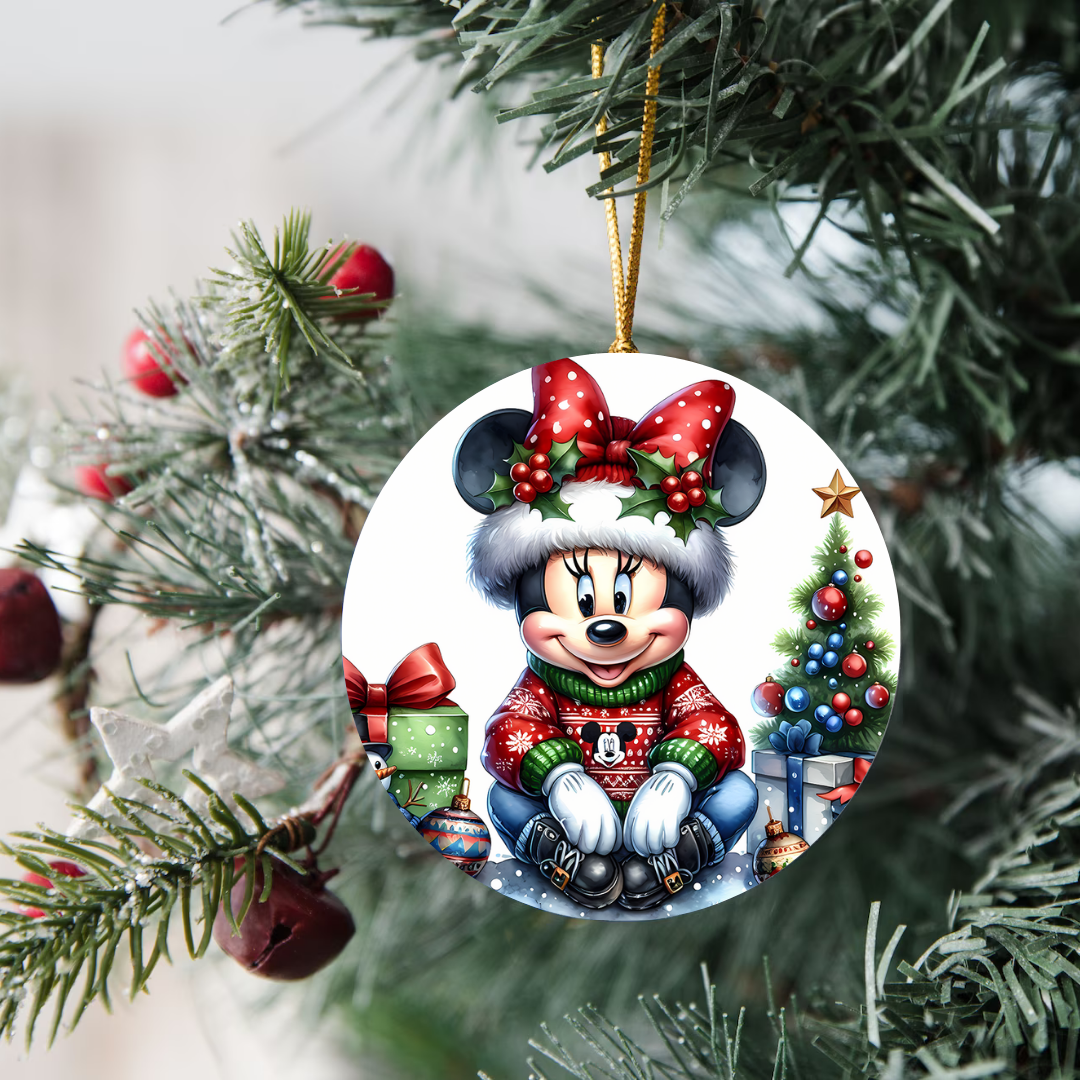 3" Ornament UV DTF Decal - Christmas Mouse Girl