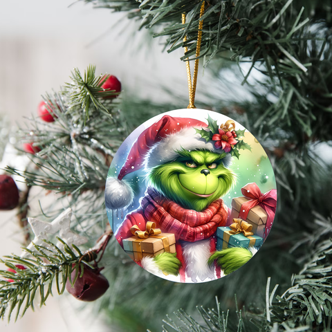 3" Ornament UV DTF Decal - Christmas Hat Green