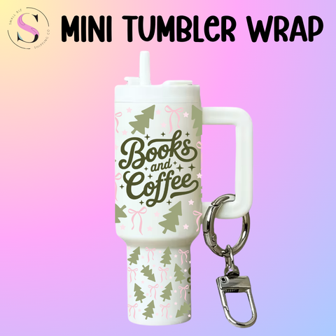 Mini Tumbler Top & Bottom Decal - Books & Coffee Trees