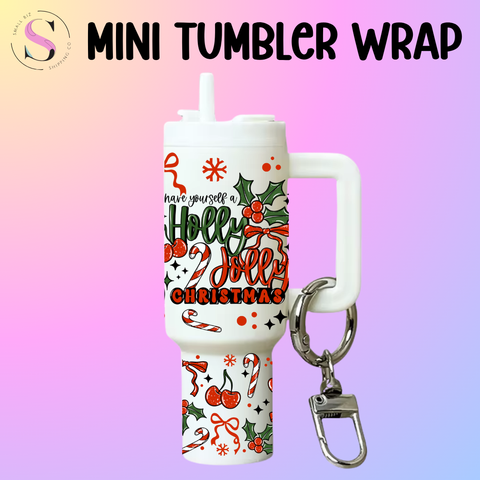 Mini Tumbler Top & Bottom Decal - Holly Jolly Christmas