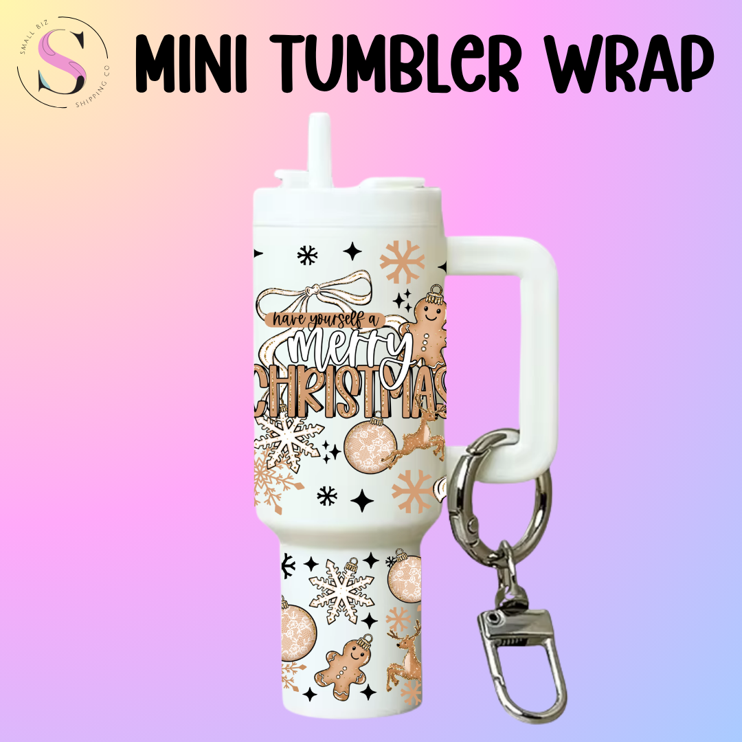Mini Tumbler Top & Bottom Decal - Merry Christmas Neutrals