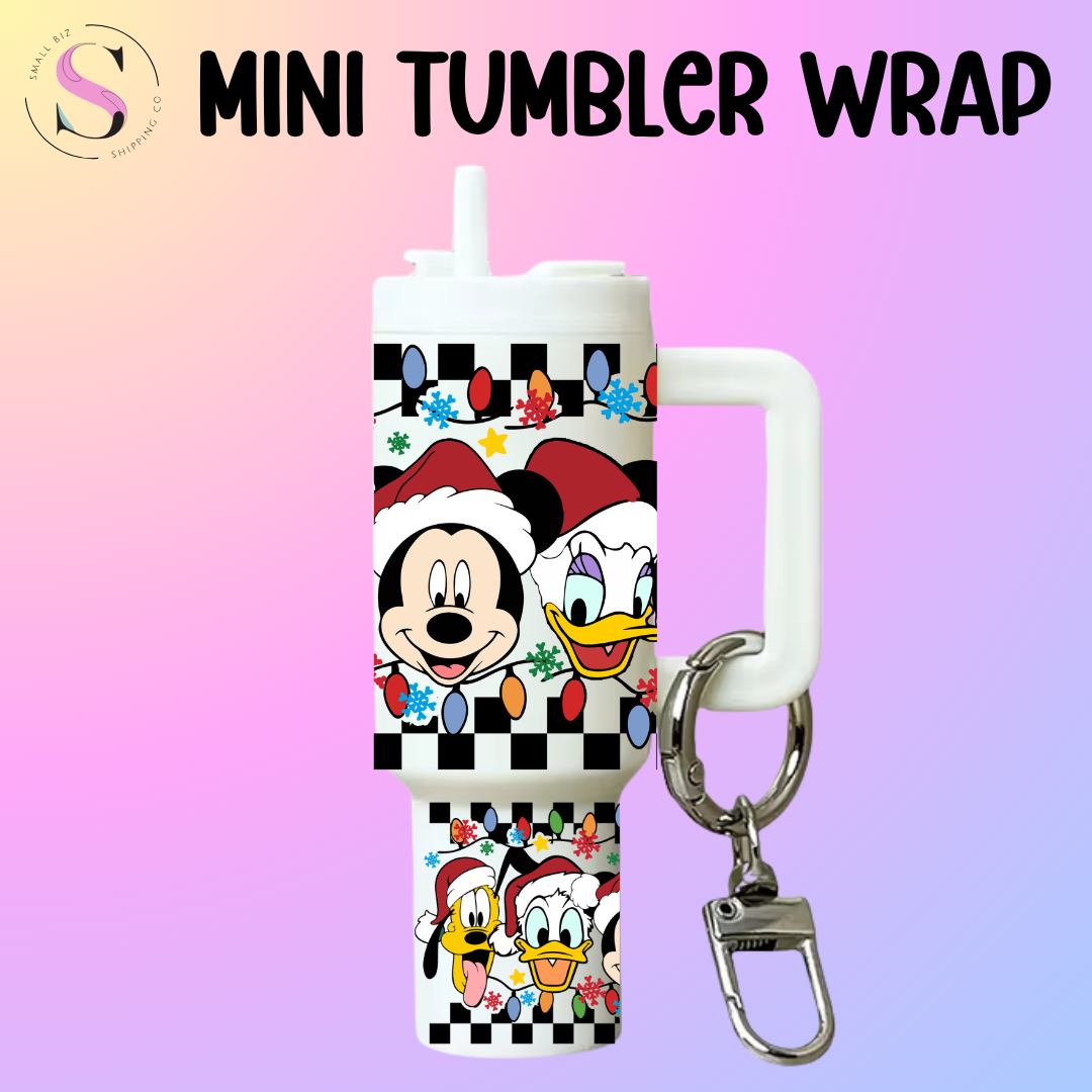 Mini Tumbler Top & Bottom Decal - Check Mouse & Friends