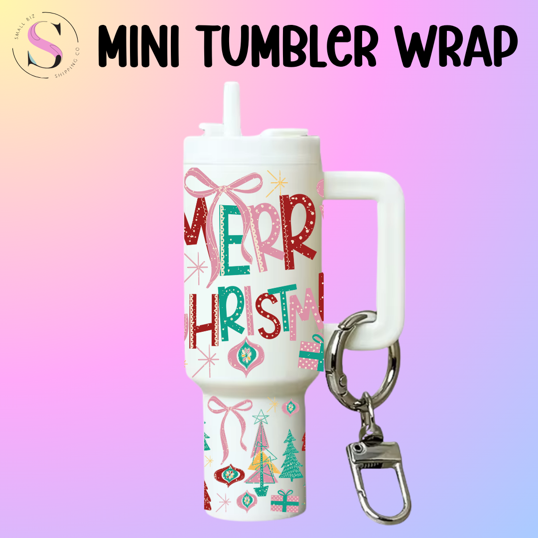 Mini Tumbler Top & Bottom Decal - Merry Christmas Text