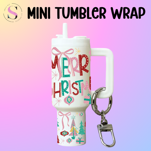 Mini Tumbler Top & Bottom Decal - Merry Christmas Text