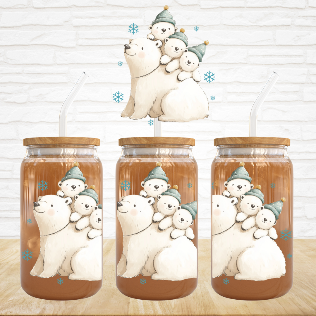 UV DTF Decal - Cute Polar Bears