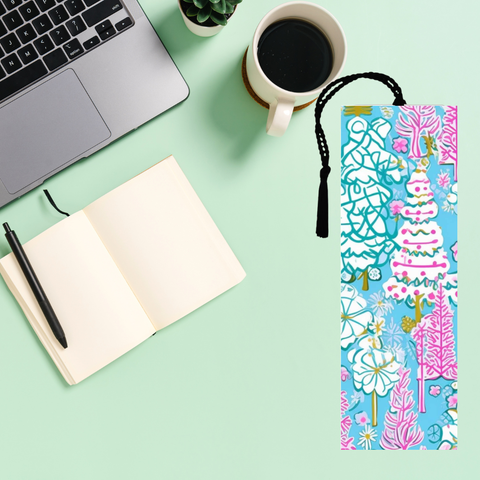 UV DTF Bookmark Decal - Preppy Pink Polka Dot Trees
