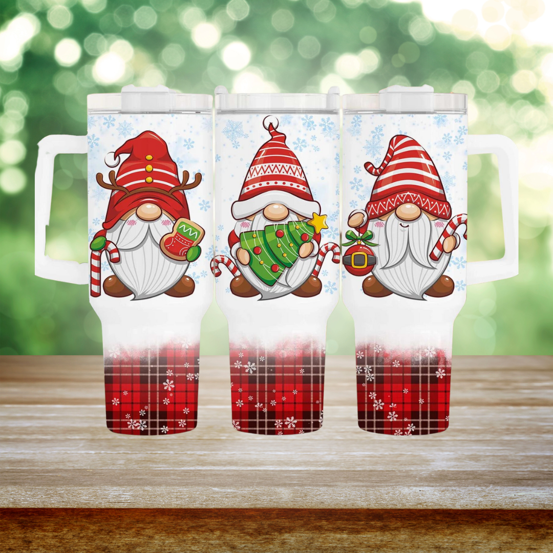 40oz UV DTF Full Top & Bottom Wrap - Christmas Gnomes