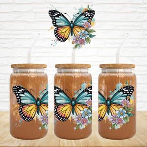 UV DTF Decal - Floral Butterfly Paint Splatter