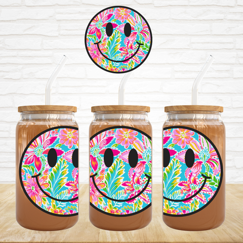 UV DTF Decal - Tropical Floral Smiley