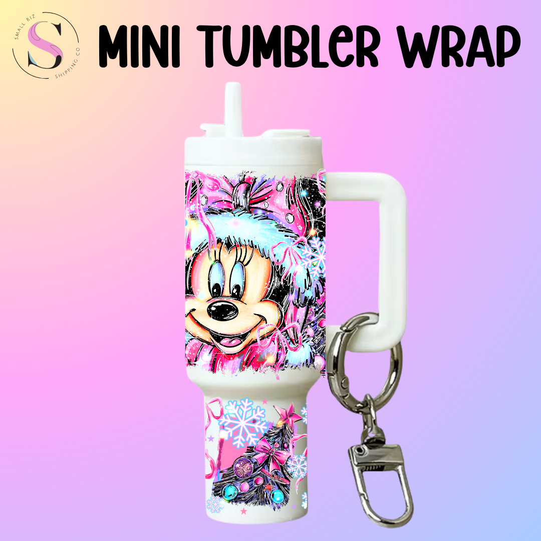 Mini Tumbler Top & Bottom Decal - Christmas Mouse Girl