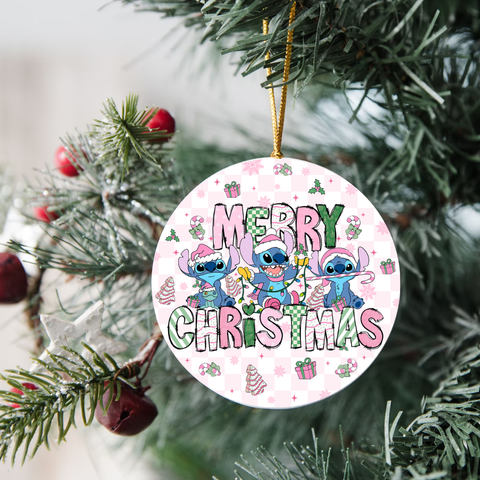 3" Ornament UV DTF Decal - Merry Christmas Stch