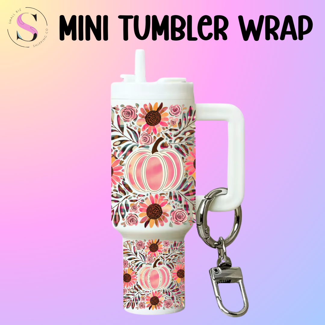 Mini Tumbler Top & Bottom Decal - Boho Fall Pumpkin