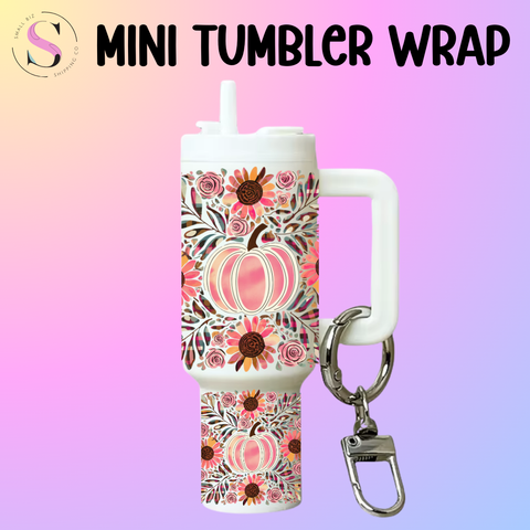Mini Tumbler Top & Bottom Decal - Boho Fall Pumpkin