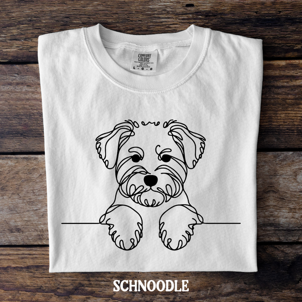 DTF Full Color TShirt Transfer - Simple Sketch Dog - You Choose Color & Breed!