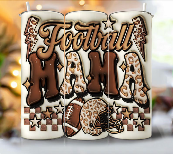 Football Mama Puff - 1 Sublimation Wrap Only! 16oz Skinny Tumbler Sublimation Wrap