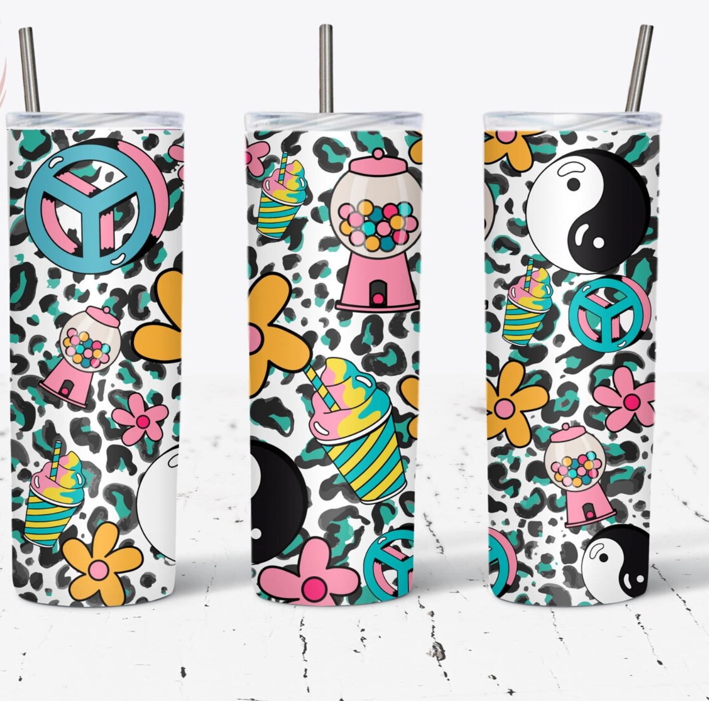 Yin Yang 90s - 1 Sublimation Wrap Only! 16oz Skinny Tumbler Sublimation Wrap