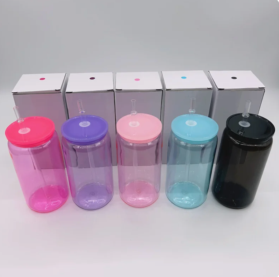 20oz PLASTIC Semi-Transparent Jelly Can with Lid and Straw