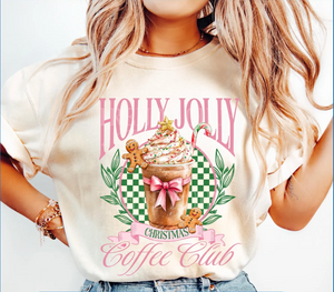 DTF Full Color TShirt Transfer - Holly Jolly Coffee Club