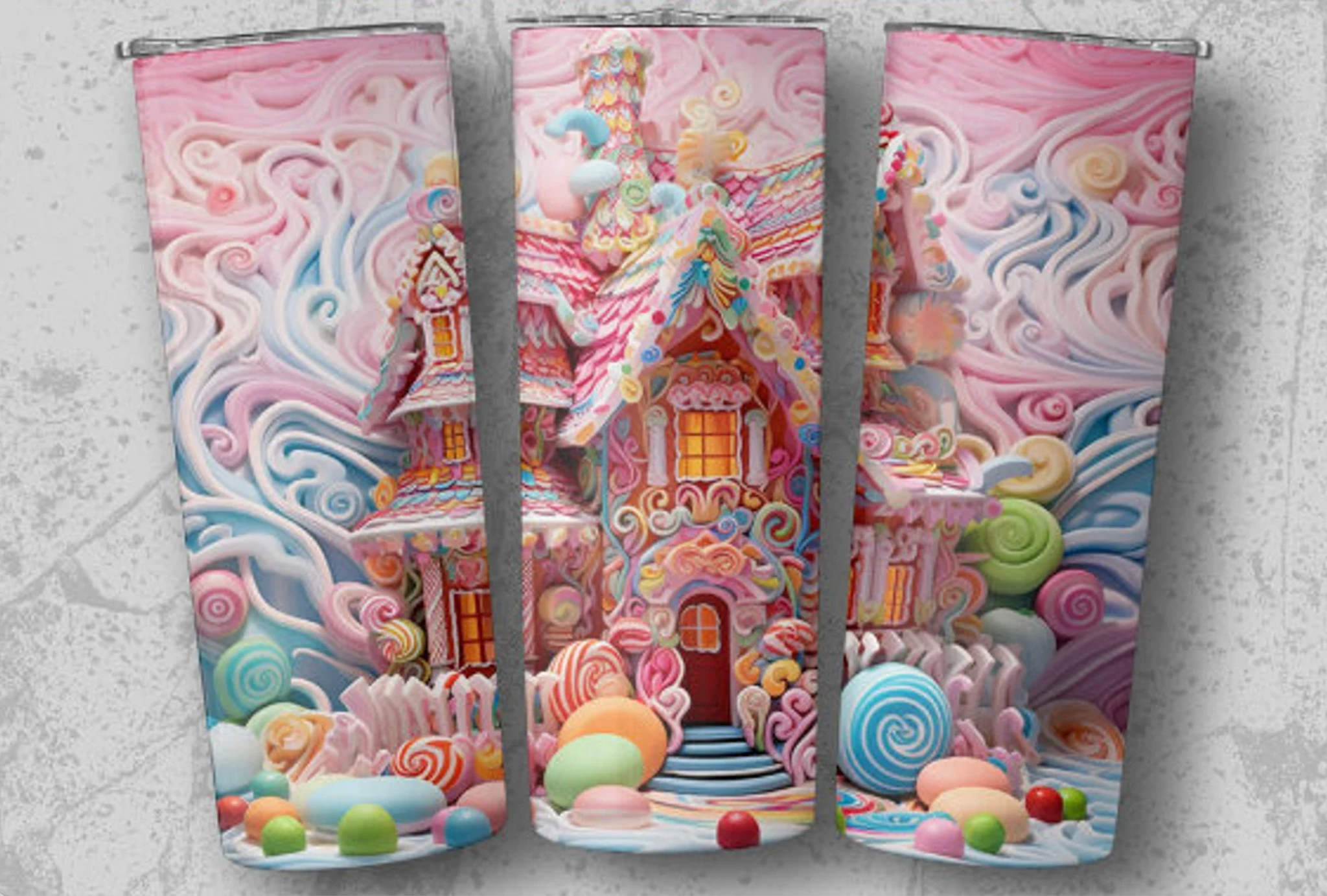 Colorful Gingerbread House - 1 16oz Skinny Tumbler Sublimation Wrap