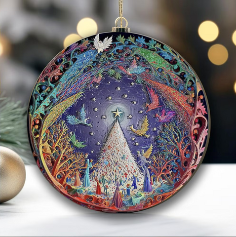 3" Ornament UV DTF Decal - Bright Rainbow Christmas