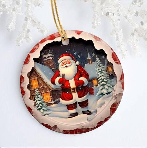 3" Ornament UV DTF Decal - Jolly Santa