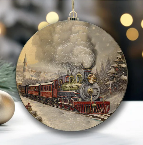 3" Ornament UV DTF Decal - Old Fashioned Train