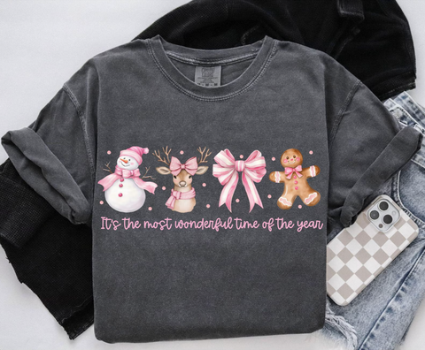 DTF Full Color TShirt Transfer - Most Wonderful Time Pink