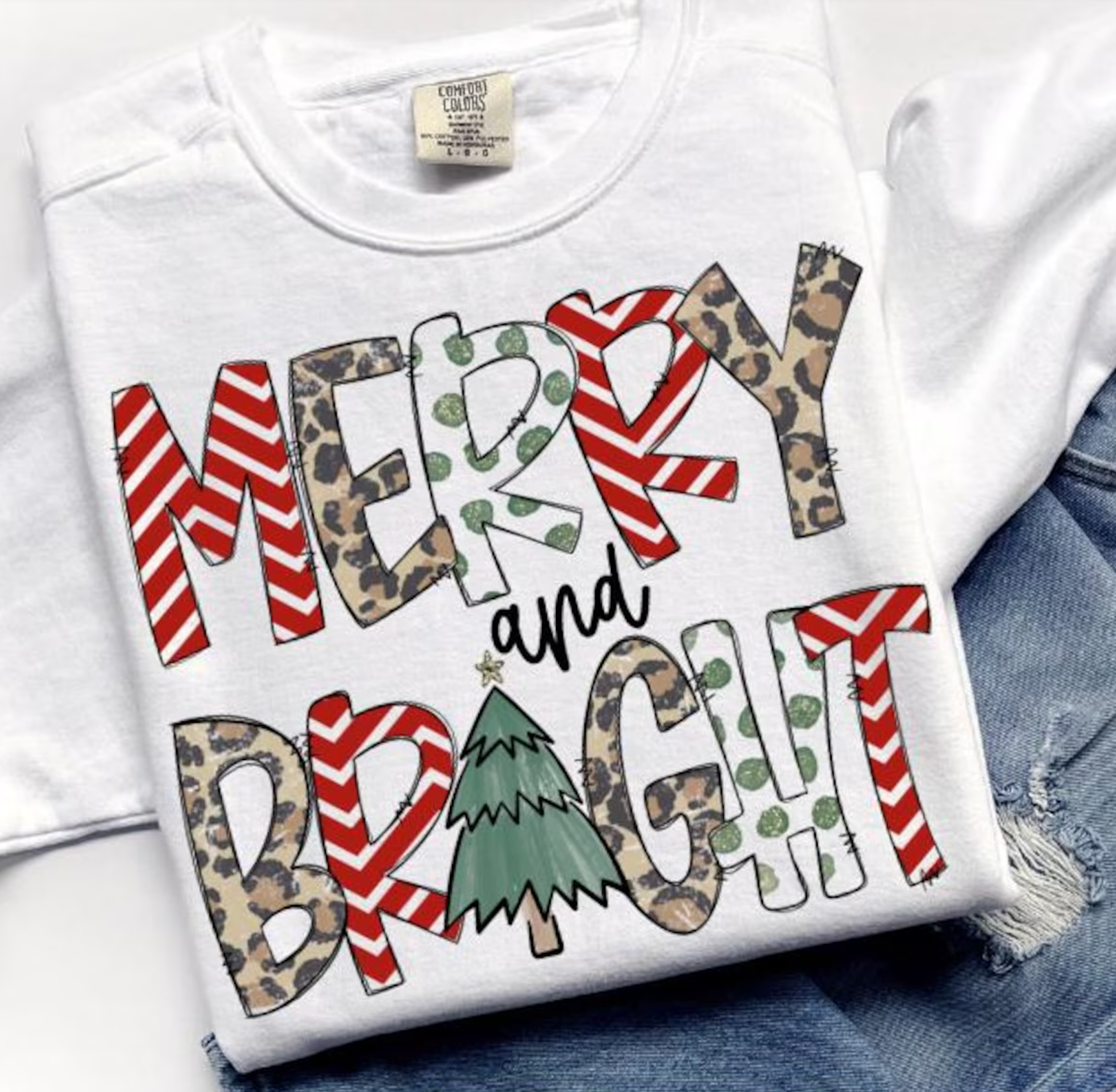 DTF Full Color TShirt Transfer - Merry & Bright Camo