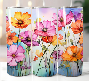 Skinny Tumbler Sublimation Wrap - Bright Poppies