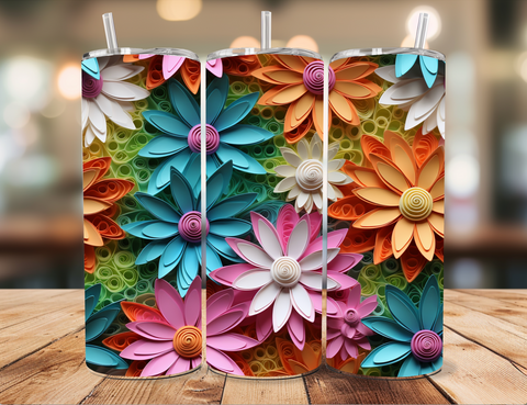 Skinny Tumbler Sublimation Wrap - Bright Daisies
