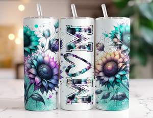 Skinny Tumbler Sublimation Wrap - Mom Teal Floral