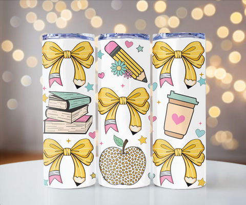 Skinny Tumbler Sublimation Wrap - Pencil Bow