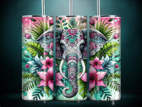 Skinny Tumbler Sublimation Wrap - Jungle Elephant