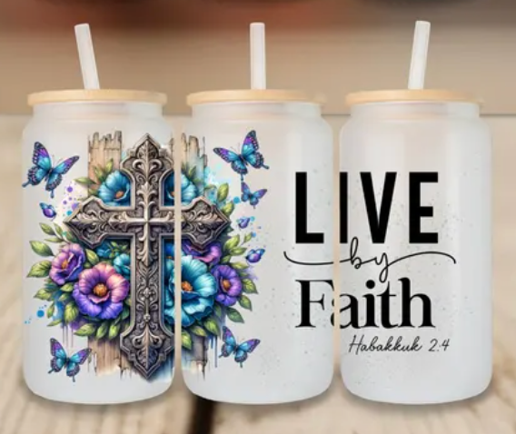 16oz UV DTF Wrap - Live By Faith