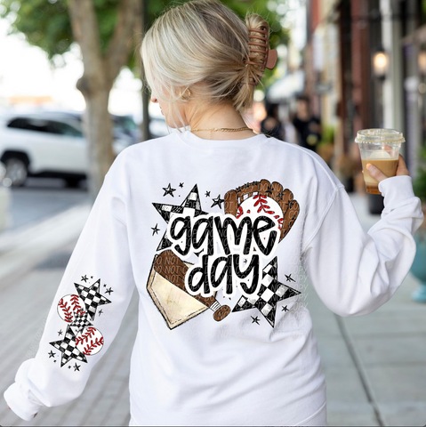 DTF Full Color Transfer - Game Day Baseball - FREE SLEEVE!