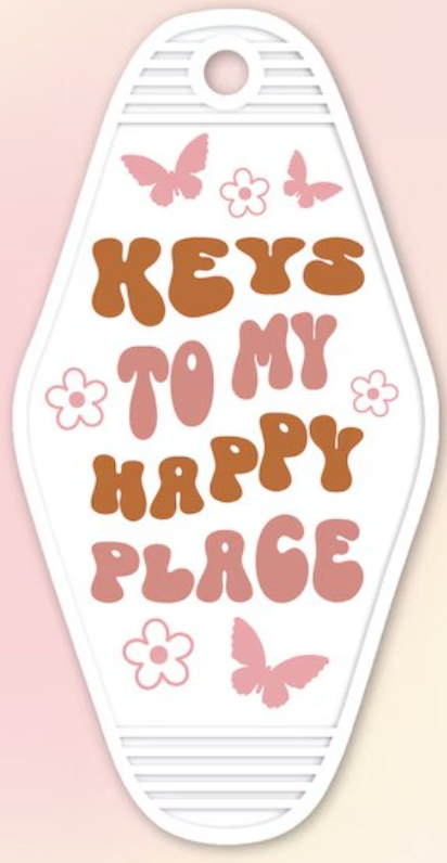 UV DTF Motel Keychain Decal - Keys To My Happy Place