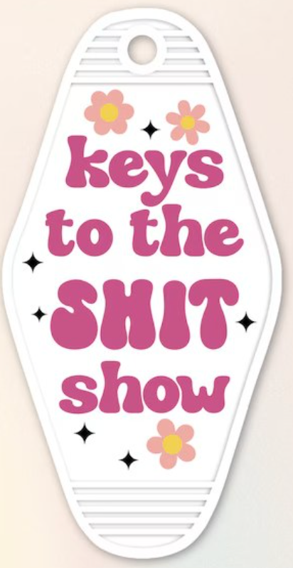 UV DTF Motel Keychain Decal - Keys To The Shit Show Pink