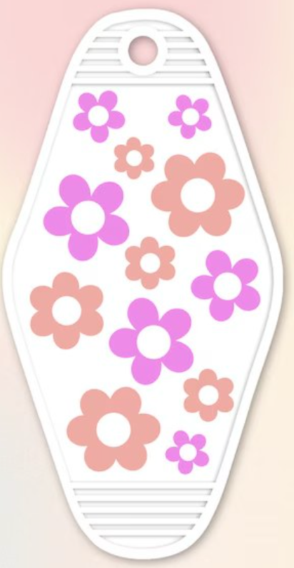 UV DTF Motel Keychain Decal - Retro Flowers