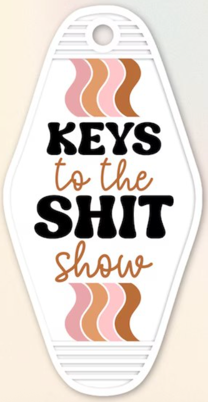 UV DTF Motel Keychain Decal - Keys To The Shit Show Retro Neutrals